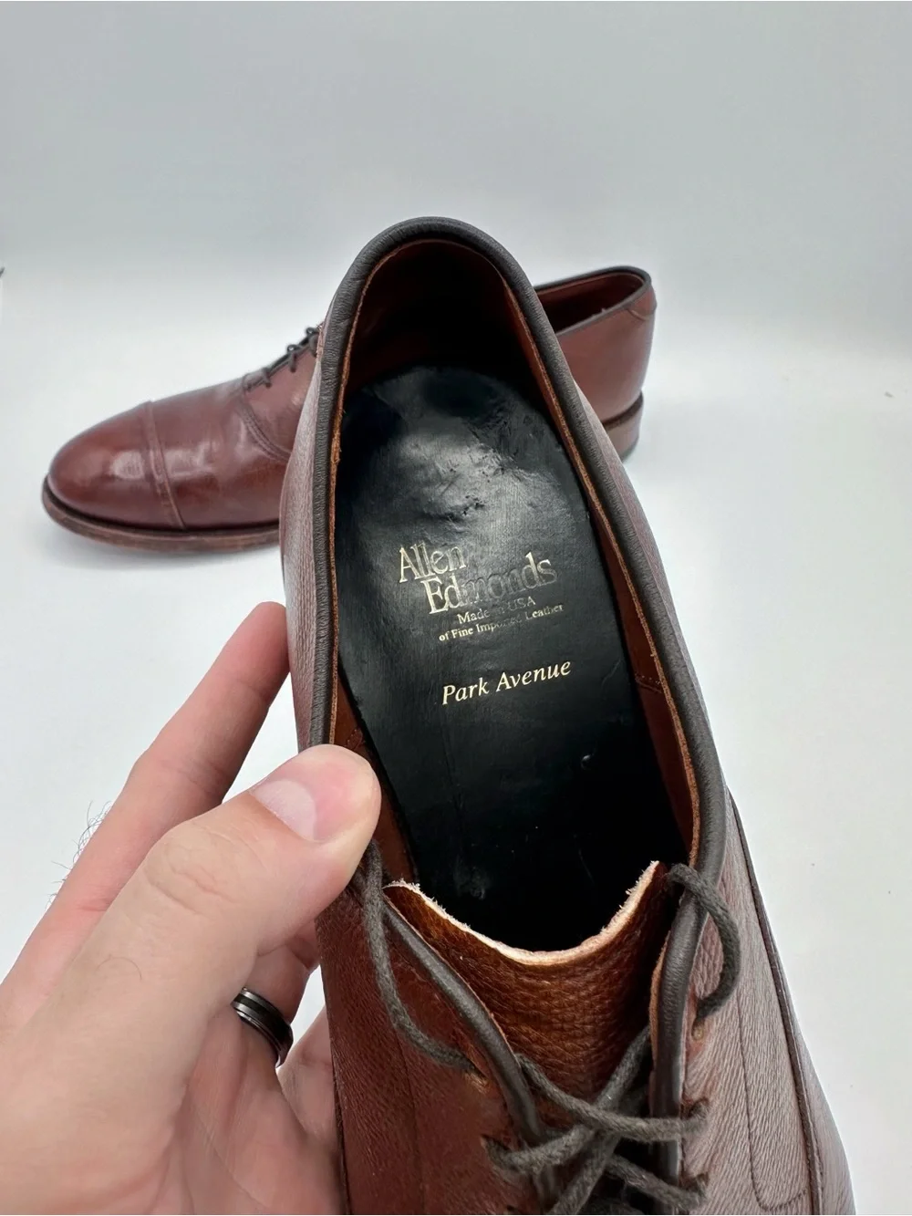 Allen Edmonds Park Avenue Cap Toe Brown Leather Oxford Dress Shoes